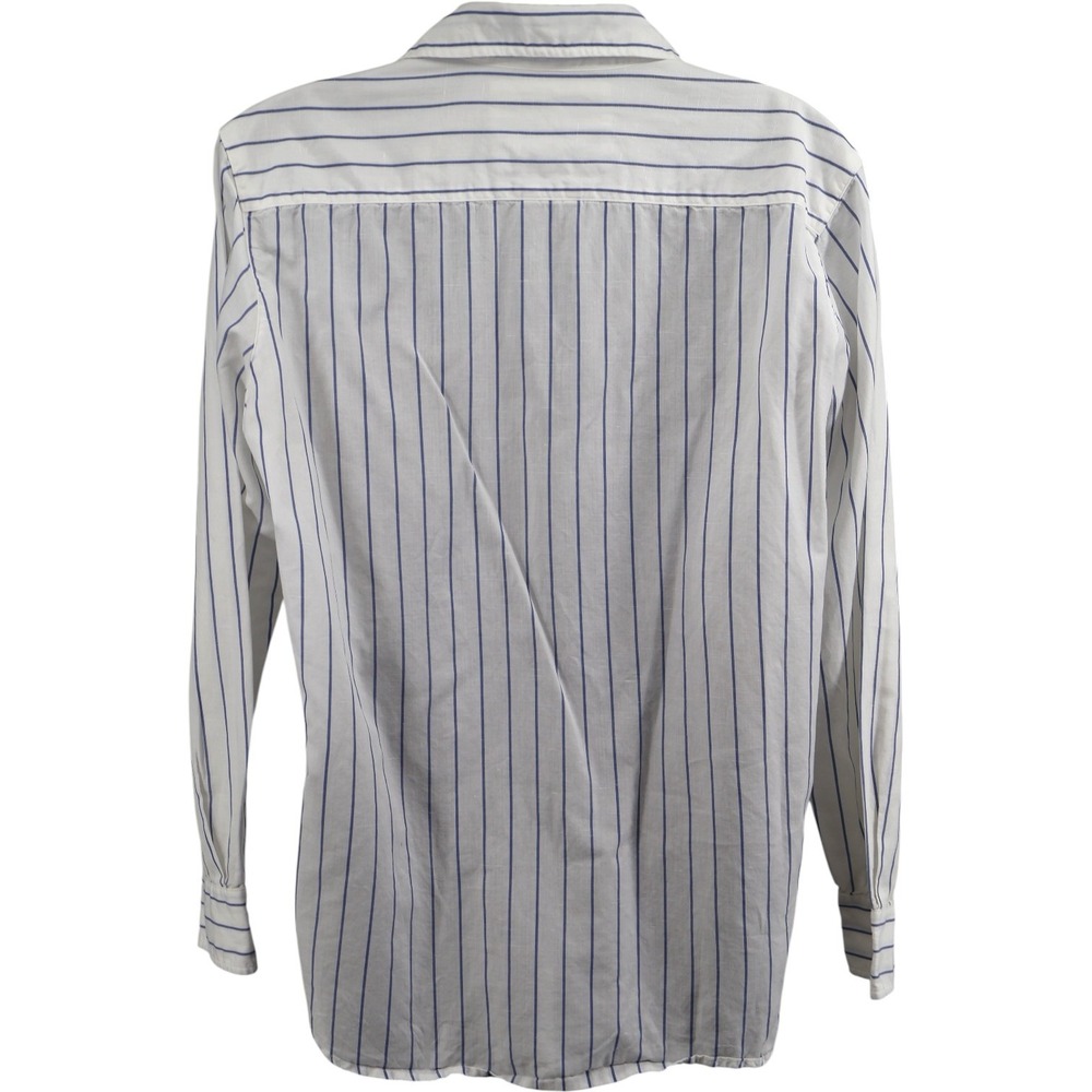 Frank & Eileen Eileen White Blue Stripe Cotton Linen Button Down Italy Sz S EUC - Picture 3 of 10